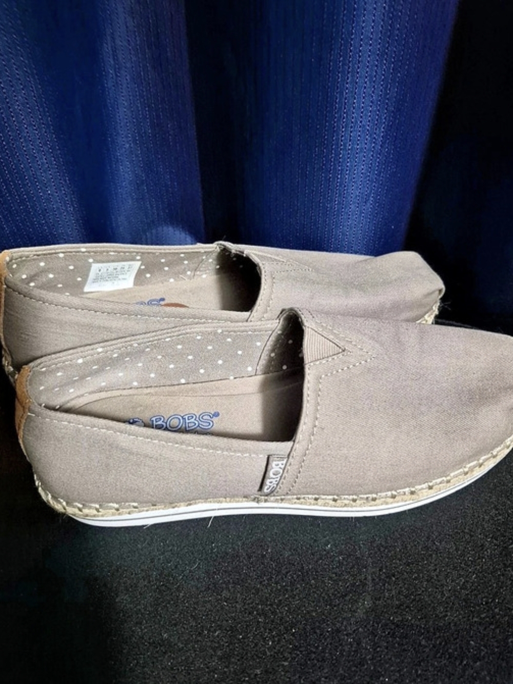 BOBS Memory Foam Espadrille Flats Gray US 8
